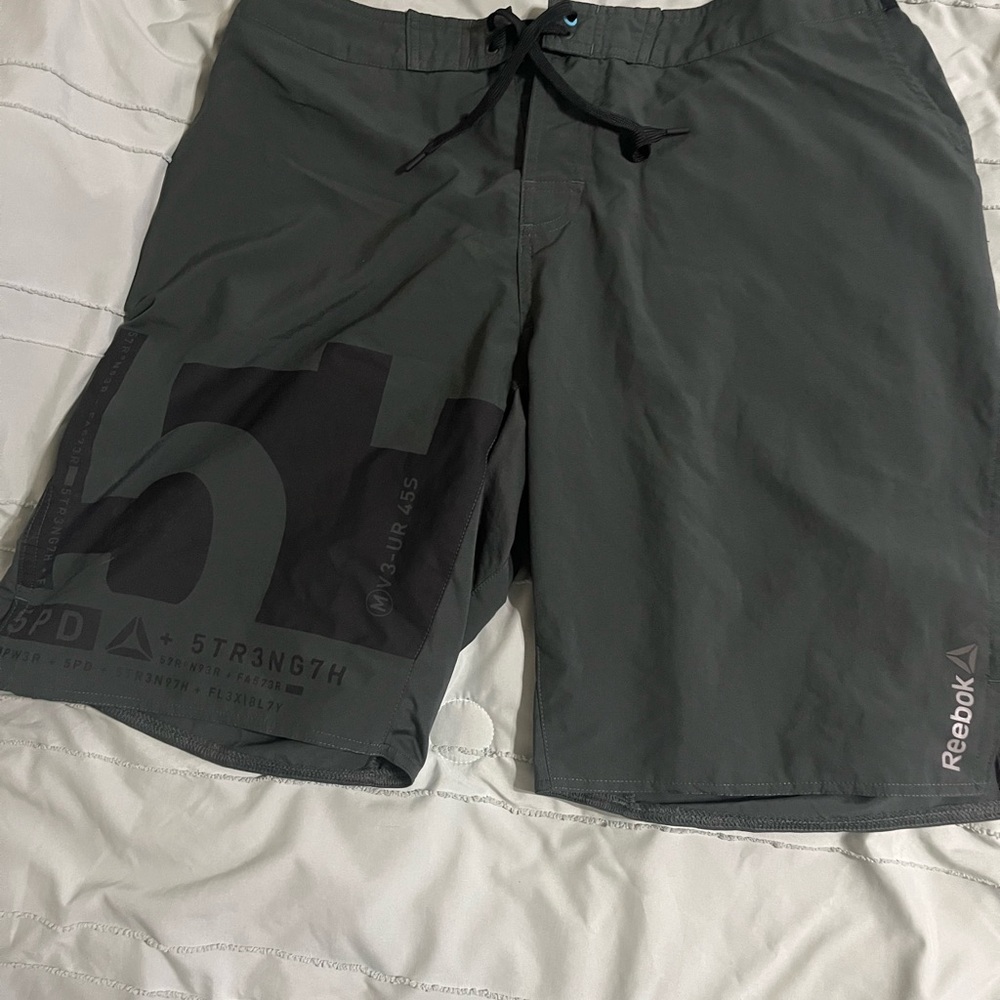 2 Reebok Men's Dark Gray athletic/ CrossFit/ grappling shorts